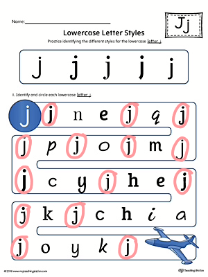  Lowercase Letter Styles Worksheet Color J