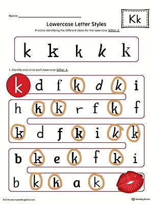 Lowercase Letter Styles Worksheet Color K