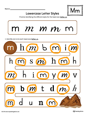 Lowercase Letter Styles Worksheet Color M