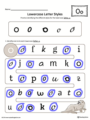 Lowercase Letter Styles Worksheet Color O