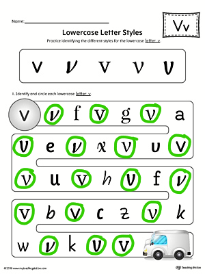  Lowercase Letter Styles Worksheet Color V