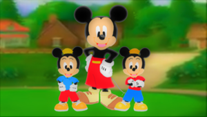  Mickey and his little nephews Morty and Ferdie Fieldmouse.