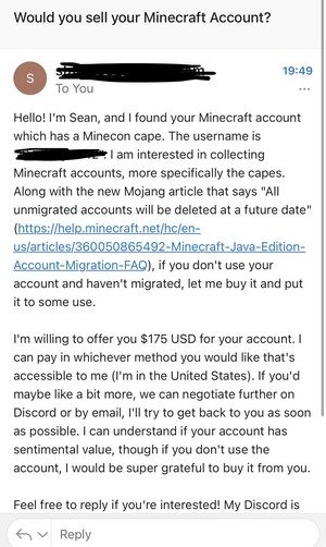 Minecraft OG Com contacting Minecon attendees for capes