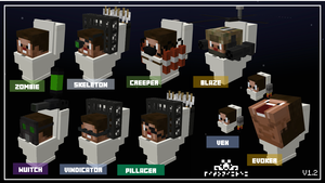  Skibidi toilet Minecraft（マインクラフト） steve & mobs