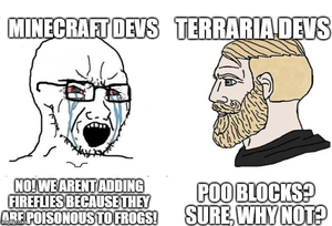  Mojang Minecrat Dev vs Terraria Devs Meme