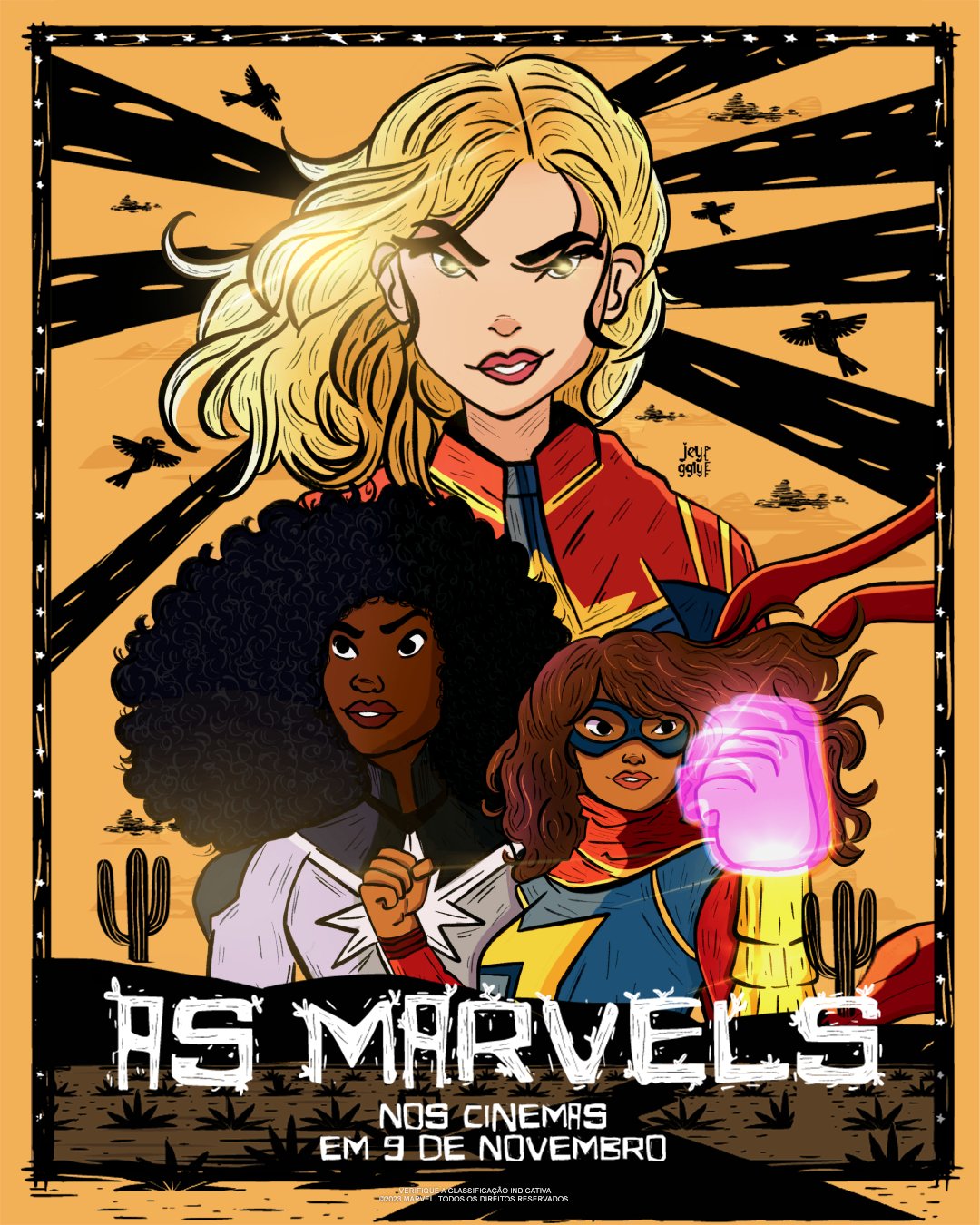 The Marvels: Carol Danvers, Monica Rambeau and Kamala Khan | Promotional poster