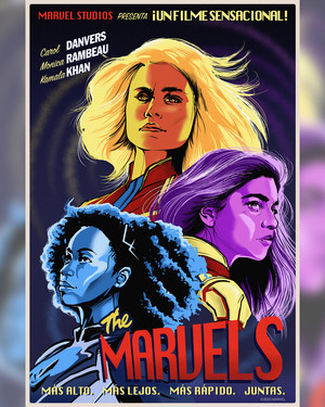 The Marvels: Carol Danvers, Monica Rambeau and Kamala Khan | Promotional poster