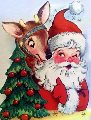 Vinage Santa Claus and Reindeer 🎅🦌