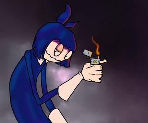 Creepy Susie playing with a lighter
