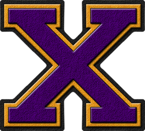  Purple & dhahabu Varsity Letter X