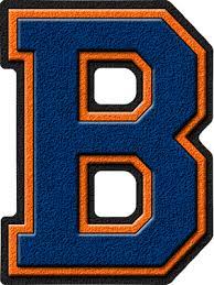  Royal Blue & jeruk, orange Varsity Letter B