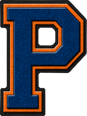  Royal Blue & jeruk, orange Varsity Letter P