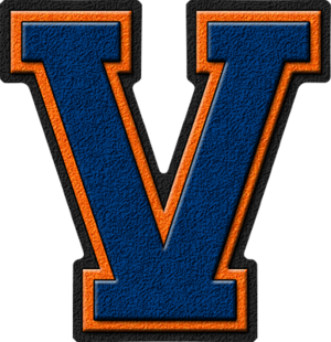  Royal Blue & jeruk, orange Varsity Letter V