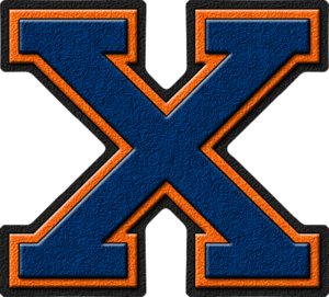  Royal Blue & 橙子, 橙色 Varsity Letter X
