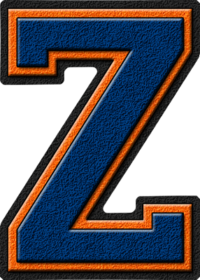  Royal Blue & 주황색, 오렌지 Varsity Letter Z