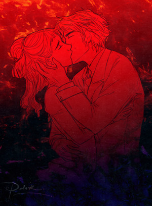  Will/Tessa Drawing - Red Kiss