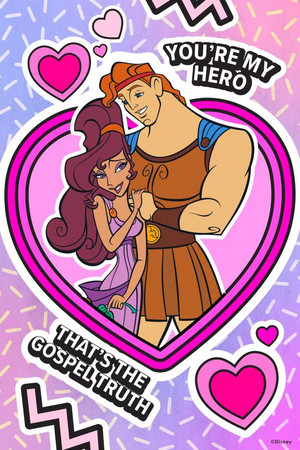  disney Valentine's dia Cards - Hercules and Meg