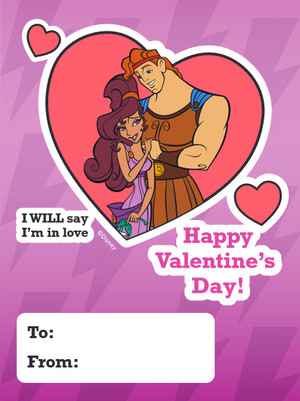 Disney Valentine's Day Cards - Hercules and Meg