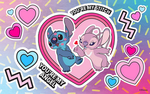  Disney Valentine's araw Cards - Stitch and Angel