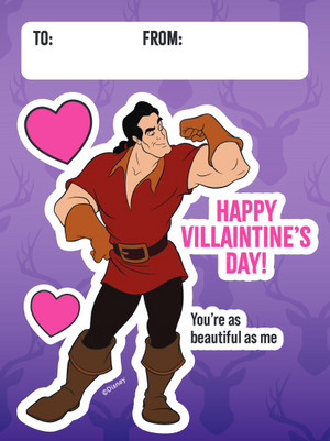 Disney Villaintine's Day Cards - Gaston