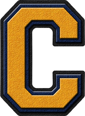  oro & Navy Blue Varsity Letter C