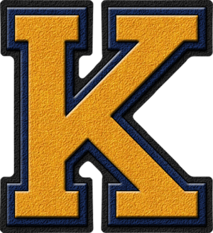 Gold & Navy Blue Varsity Letter K