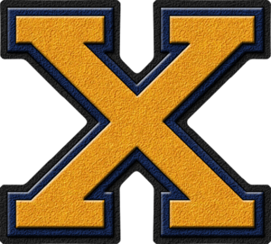  goud & Navy Blue Varsity Letter X