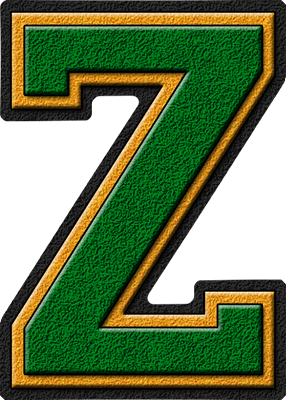  Green & emas Varsity Letter Z