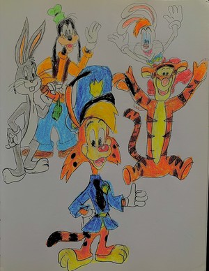 Inspiration Bonkers D. Bobcat, Roger Rabbit, Tigger, Goofy, and Bugs Bunny 