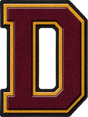  Maroon & ginto Varsity Letter D