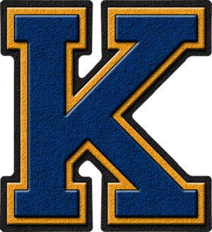  Royal Blue & স্বর্ণ Varsity Letter K