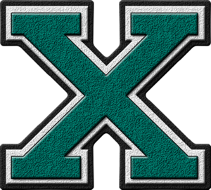  cerceta, verde-azulado Varsity Letter X