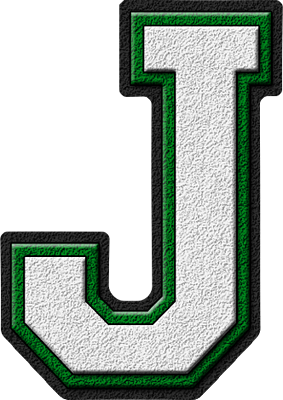  White & Green Varsity Letters J