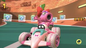  Winning with a Mario Kart Wii character and kart (variation) on a Mario Kart Wii course!