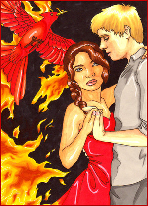  Peeta/Katniss Drawing - Slow Dancing In A Burning Room