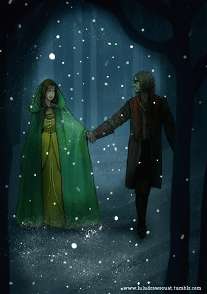  Rumplestilskin/Belle Drawing - The First Snow