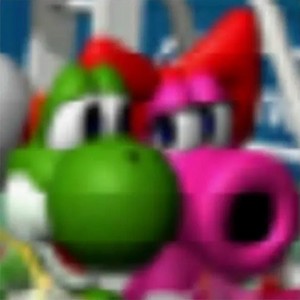  Yoshi and Birdo on the cover of Mario টেনিস 64.