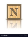  Letter n wooden alphabet block Royalty Free Vector Image
